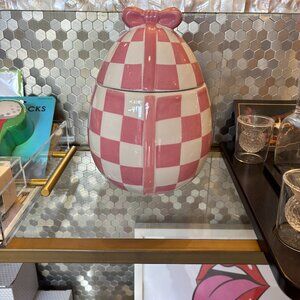 Connections Holiday Easter Egg Cookie Jar Pink Checkers